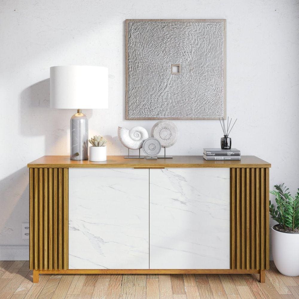 Buffet 4 Portas 160cm Ibiza Plus Yescasa Noce Milano/Calacatta