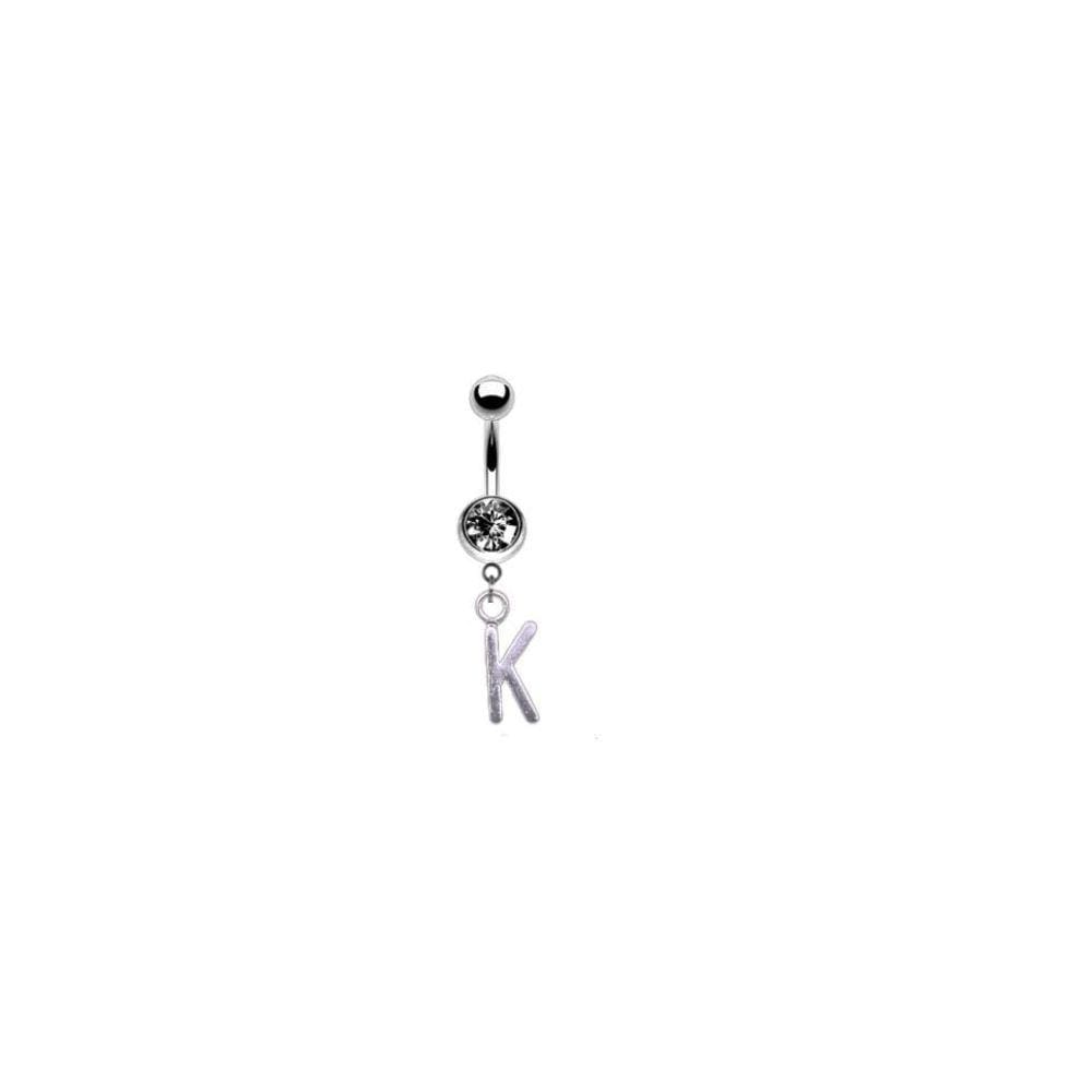 Piercing Umbigo Letra Inicial Nome Prateado