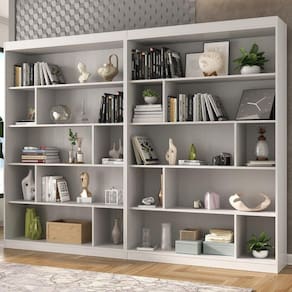 Conjunto 2 Estantes para Livros Home Office 240cm Espresso Móveis Branco TX