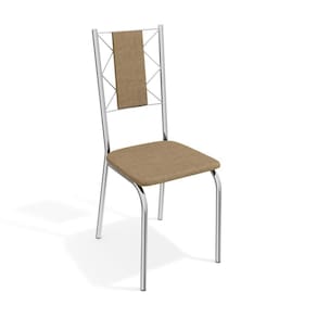 Cadeira Lisboa Kappesberg Sala de Jantar Cozinha Escritório Metal Cromado Forro Capuccino 2 Un