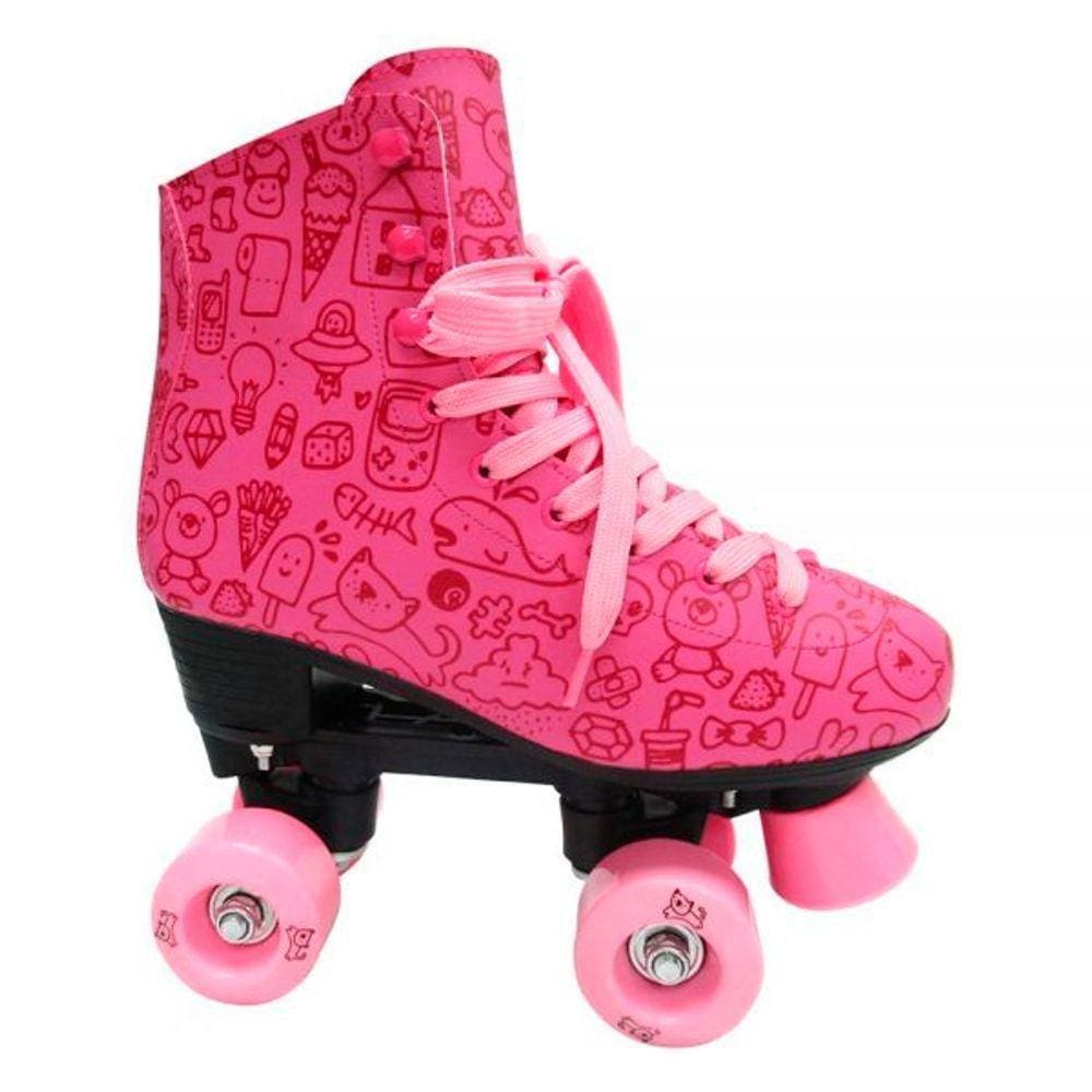 Patins Roller Estilo New Rosa - Dm Toys