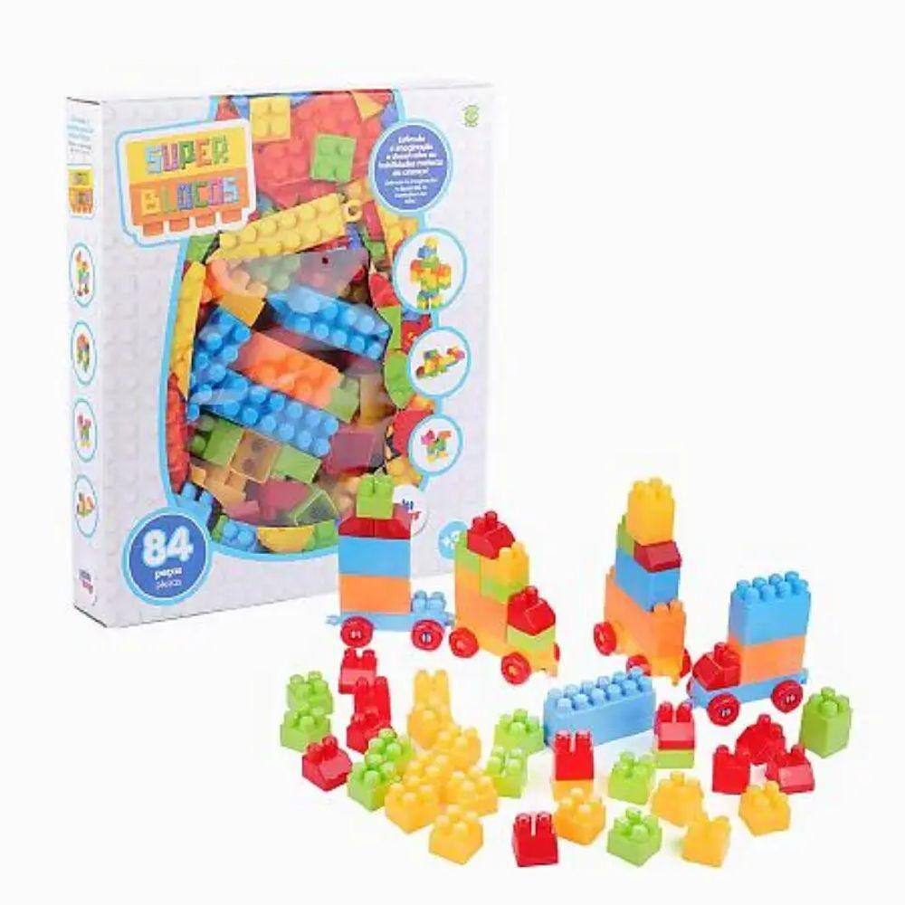 Jogo de Montar Plakt com 84 peças Blocos Brinquedo Educativo