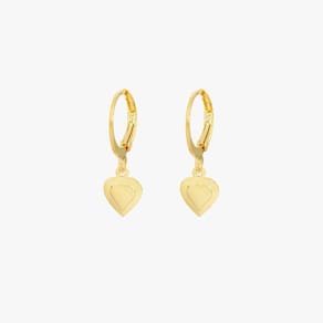 Brinco Argola Com Pingente De Coração Banhado A Ouro