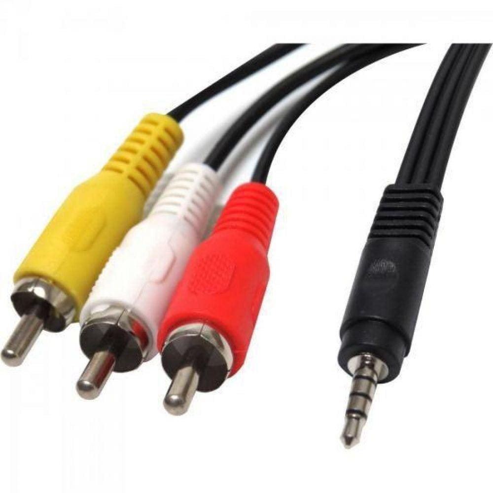 Cabo P2 4c X 3 Rca Macho 1,8m Cbrc0015 Preto Storm