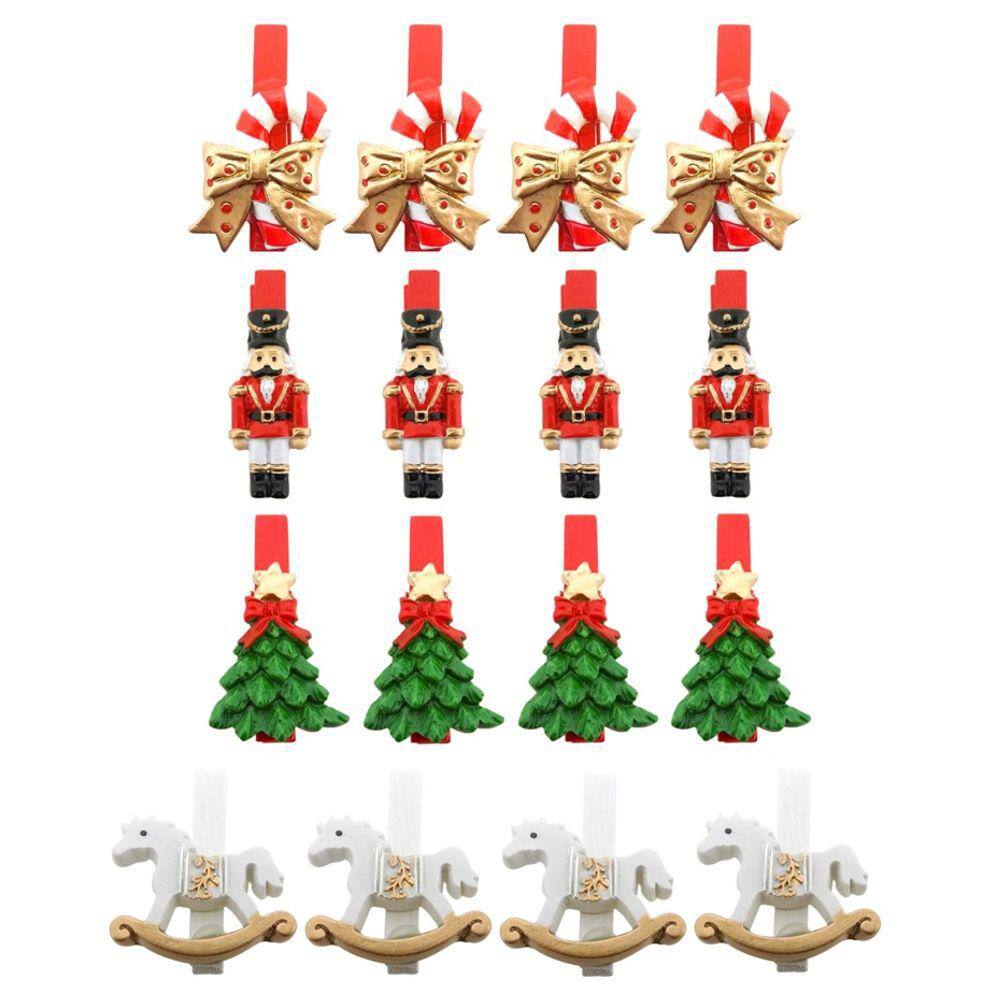 Kit Prendedores Decorados Resina Natal Presilha 5cm 16 Peças - Magizi