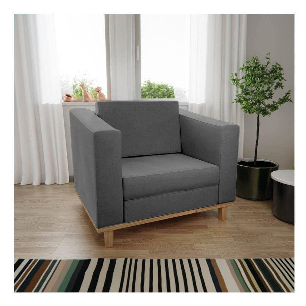 Poltrona Decorativa Suede Esper Maranata Estofados Cinza