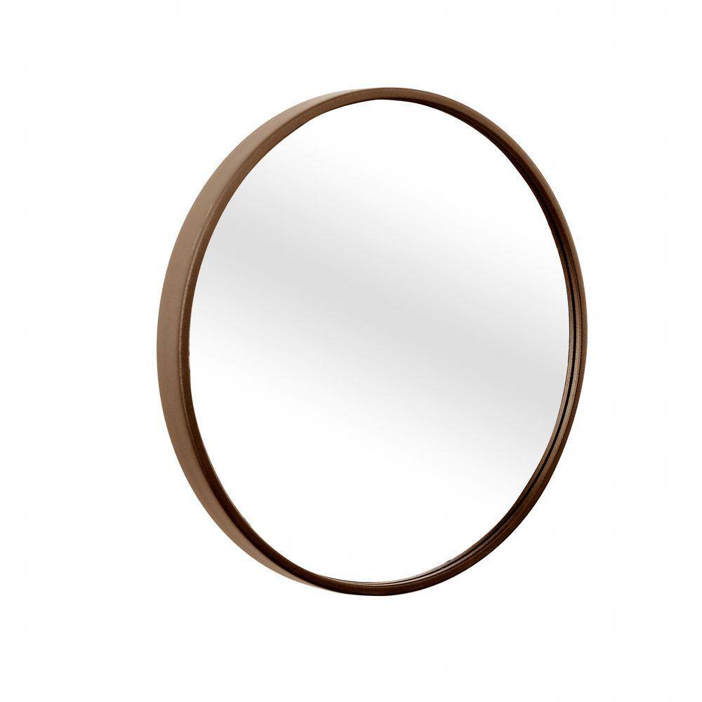 Espelho Decorativo Round Externo Marrom 20 cm Redondo