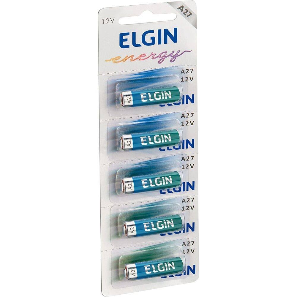 Cartela de Baterias A27 Elgin com 5 unidades