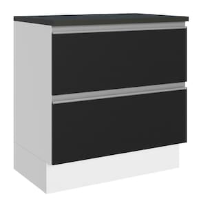Balcão 100% MDF 80cm 2 Gavetas Branco/Preto Acordes Madesa
