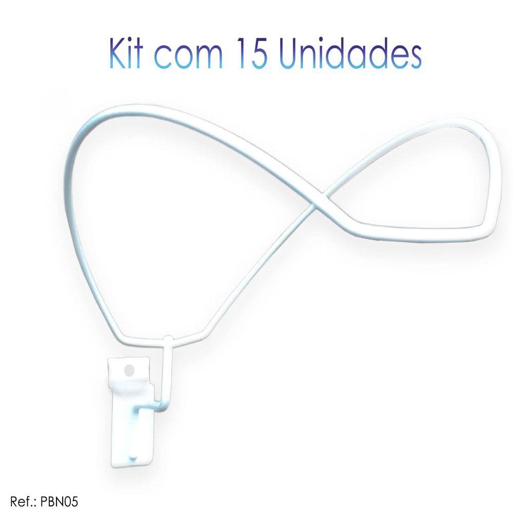 Suporte de Boné Branco P/ Painel Canaletado - 15 Unidades