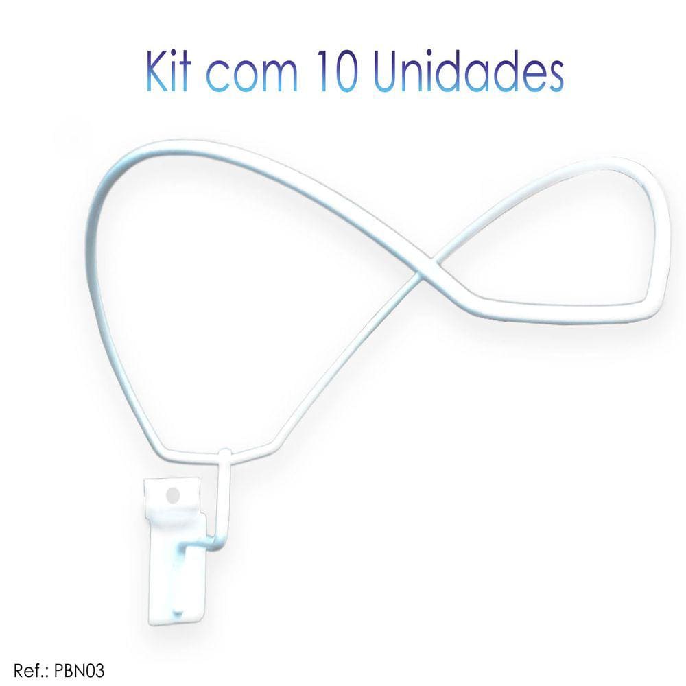Suporte de Boné Branco P/ Painel Canaletado - 10 Unidades