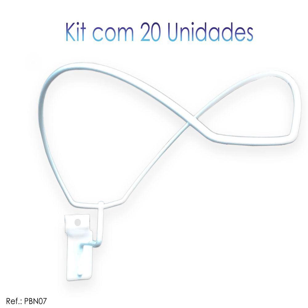 Suporte de Boné Branco P/ Painel Canaletado - 20 Unidades