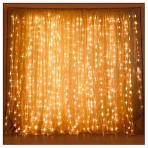 Cascata Fio De Fada 600 Lâmpadas Cordão Luz LED Amarelo 3x3Metros 220V