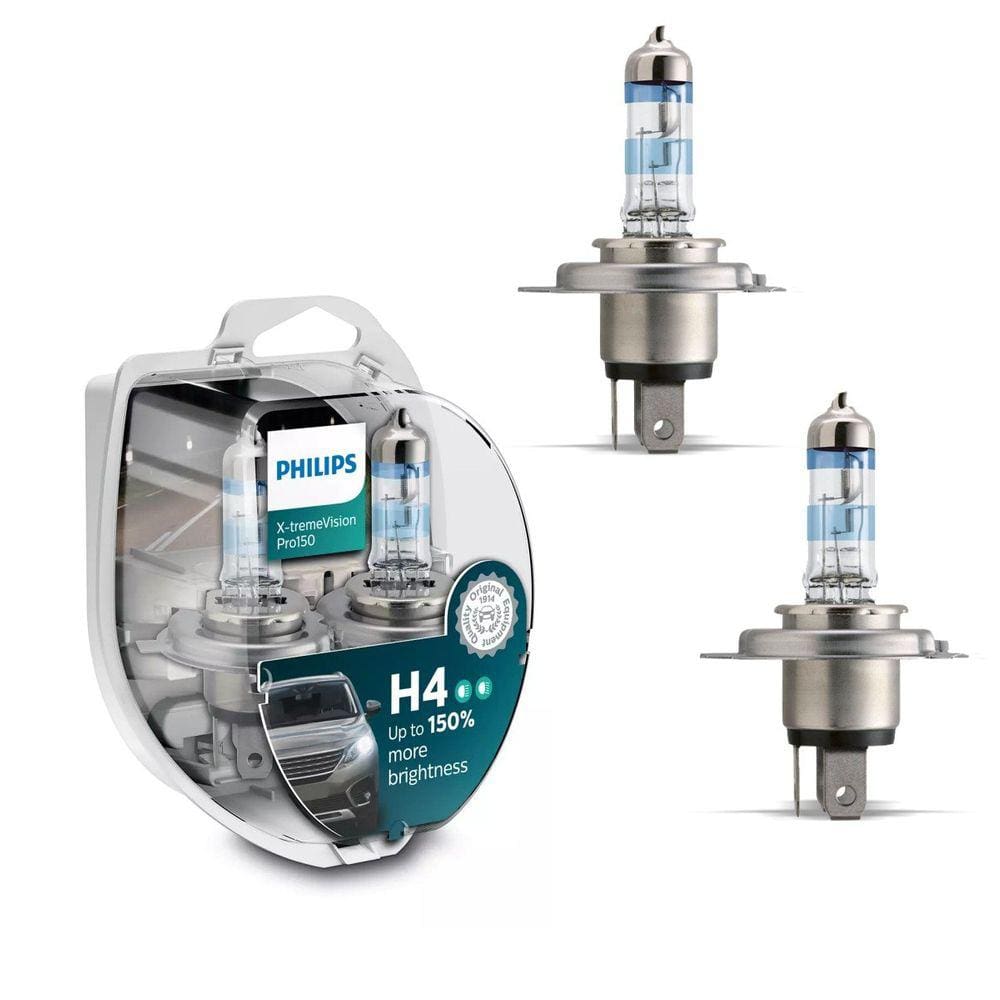 Par Lâmpada H4 Philips X-tremeVision Pro150 12V 60/55W 3600K Farol Baixo Alto