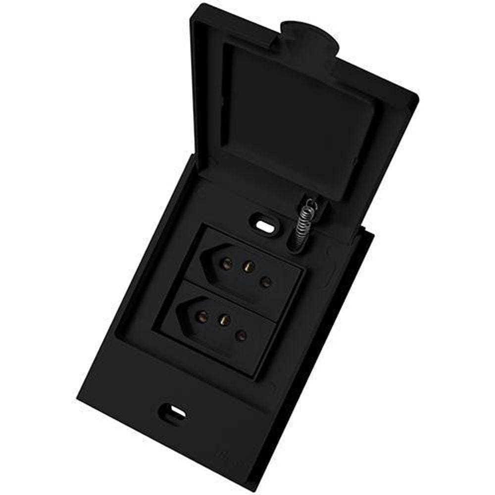 Cj Tomada Dupla 10A - Blux B.L`Acqua Black Grafite