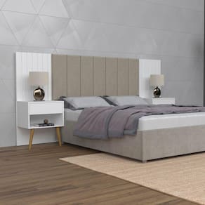 Cabeceira Cama Box Casal Branco C/2 Mesas De Cabeceiras