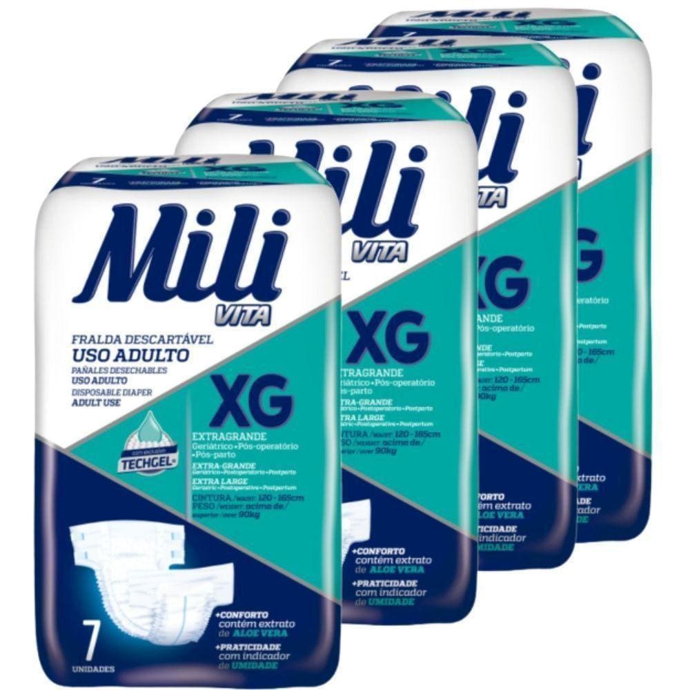 Fralda Geriátrica Mili Vita Tam:xg 8 Pacotes C/7(=56fraldas)