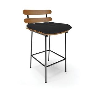 Banqueta Costela Veludo Base Metálica Preto Cor Preto
