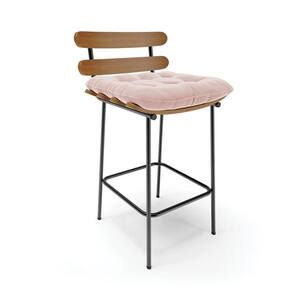 Banqueta Costela Veludo Base Metálica Preto Cor Rose