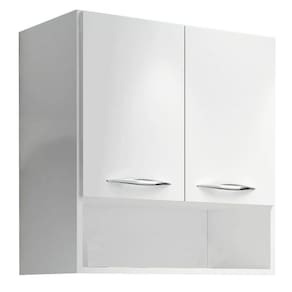 Armário Aéreo Duas Portas Com Nicho Branco Em Mdf