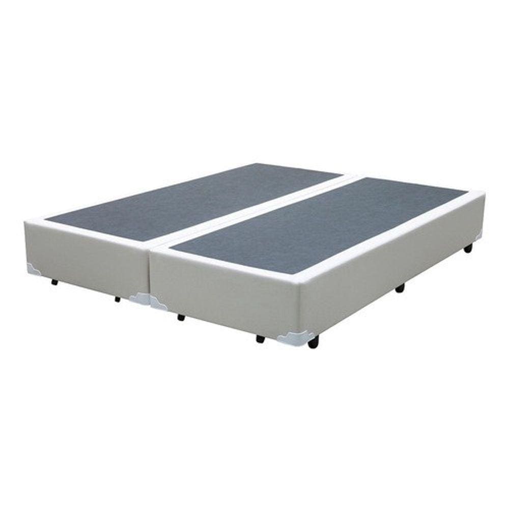Cama Base Box King Bipartido Sintético Branco 27X193X203