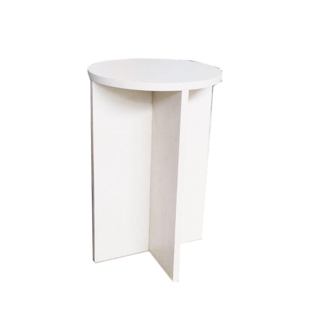 Banco Tampo Redondo 65 Cm Branco Em Mdf