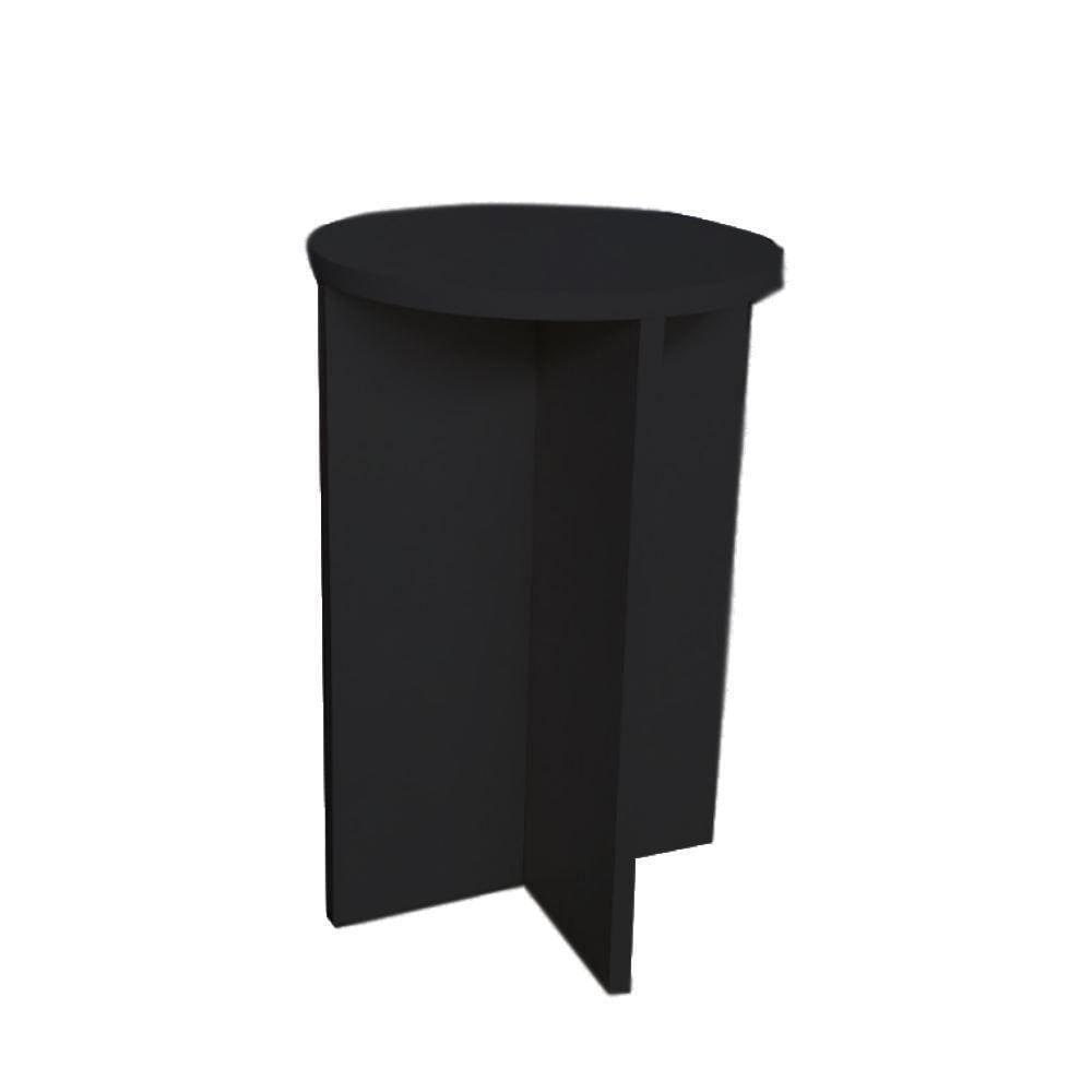 Banco Tampo Redondo 55 Cm Preto Em Mdf