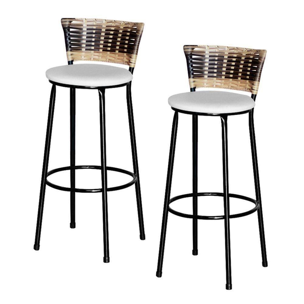 2 Banquetas Alta Para Cozinha Cappuccino Premium Branco