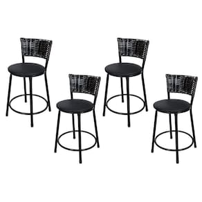 Banquetas Baixa Para Cozinha Hawai Preto 4un Assento Preto