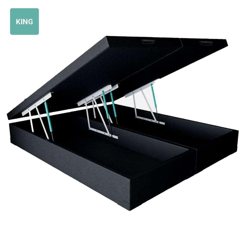 Cama Box Baú King Bipartido Sintético Preta 38X193X203