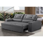 Sofá Retrátil e Reclinável 3 lugares com Molas 1,80m Lais Suede Cinza Adonai Estofados