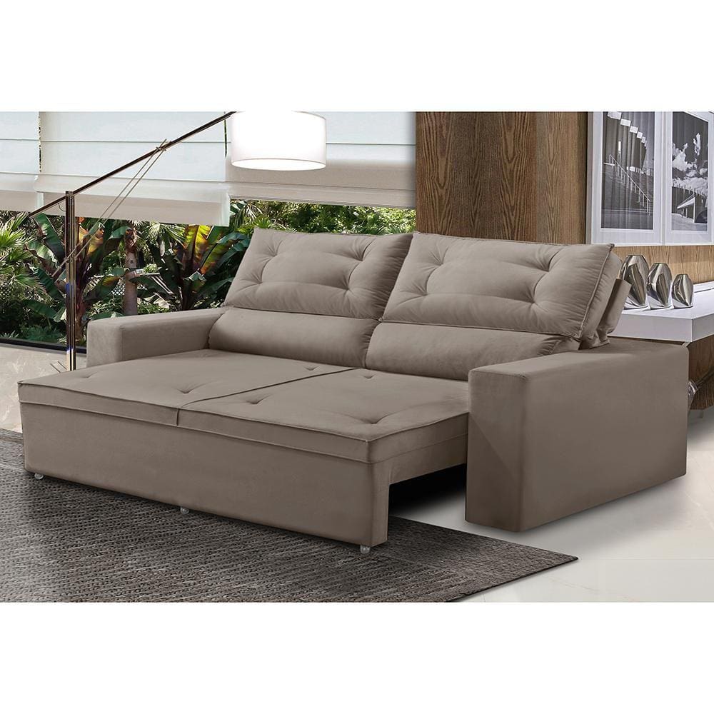 Sofá Retrátil e Reclinável 2 lugares com Molas 1,50m Lais Suede Cappuccino Adonai Estofados