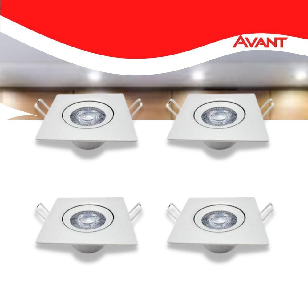 Kit 4 Luminária Quad. Spot 5w 4000k Branco-neutro Avant