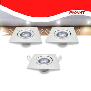 Kit 3 Luminária Quad. Spot 7w 4000k Branco-neutro Avant