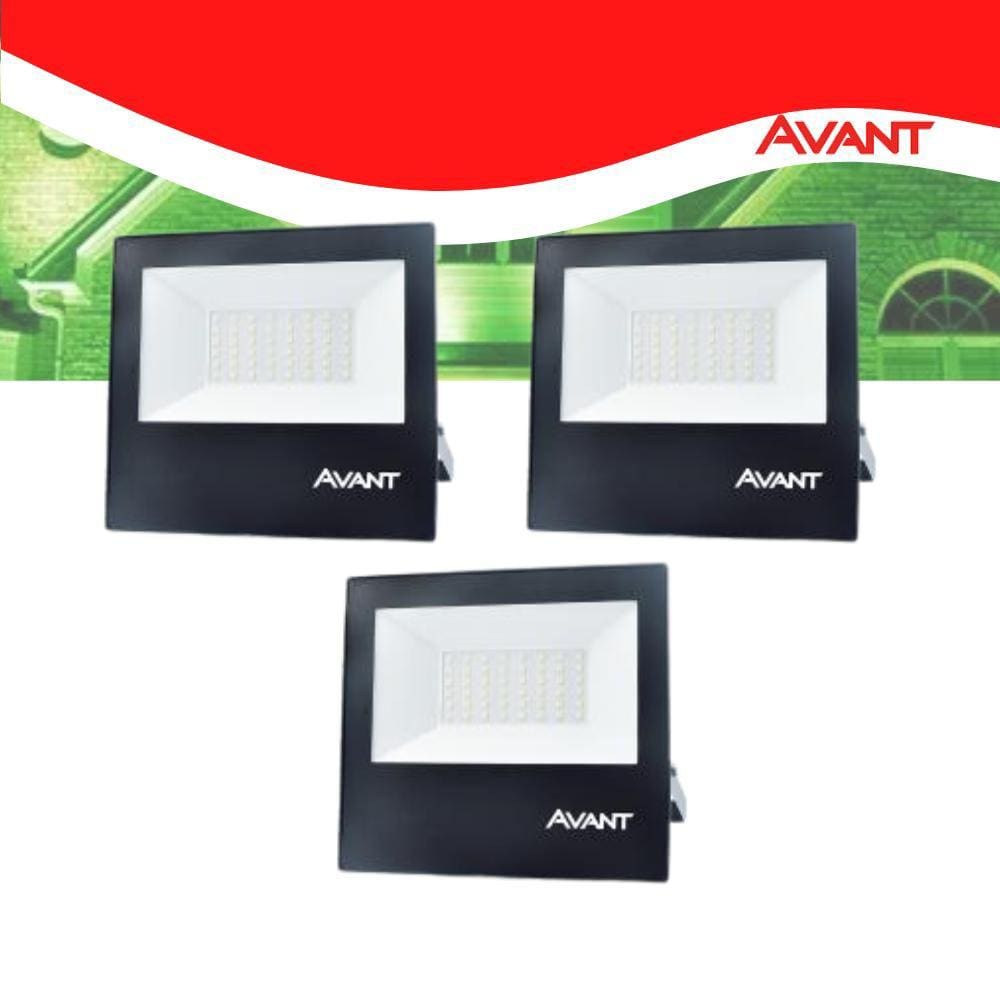 Kit 3 Refletor Led Slim 50 6500k 3 Branco-frio Avant