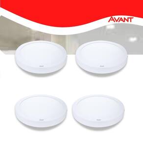 Kit 4 Painel LED Plafon Sobrepor 24W Redondo Branco Neutro