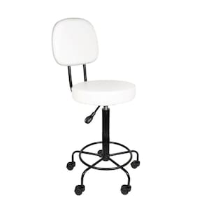 Cadeira Mocho Alto Branca Estética Giratória  encosto altura maxima 79cm