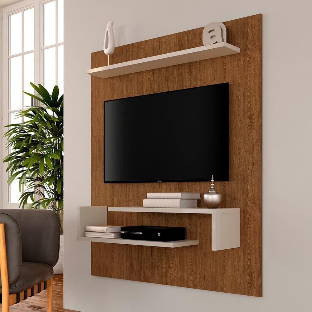 Painel Suspenso Sonora Tv 55”  Freijó/off White - Móveis Arapongas