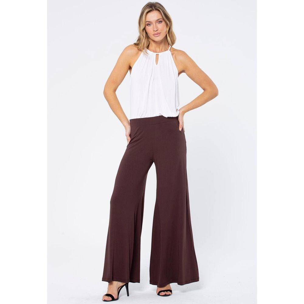 Calça Pantalona Granja Malha Marrom