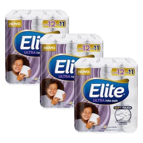 Kit 3 Papel Higiênico Elite Ultra Folha Dupla com 12 rolos cada