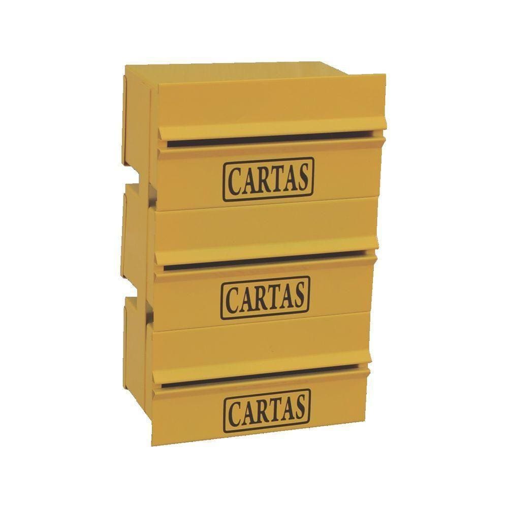 Caixa Correio Condomínio Detrás Para Muro Amarela 3 Módulos