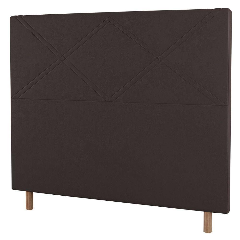 Cabeceira Cama Box Casal King Size Cairo 195cm Linho Marrom