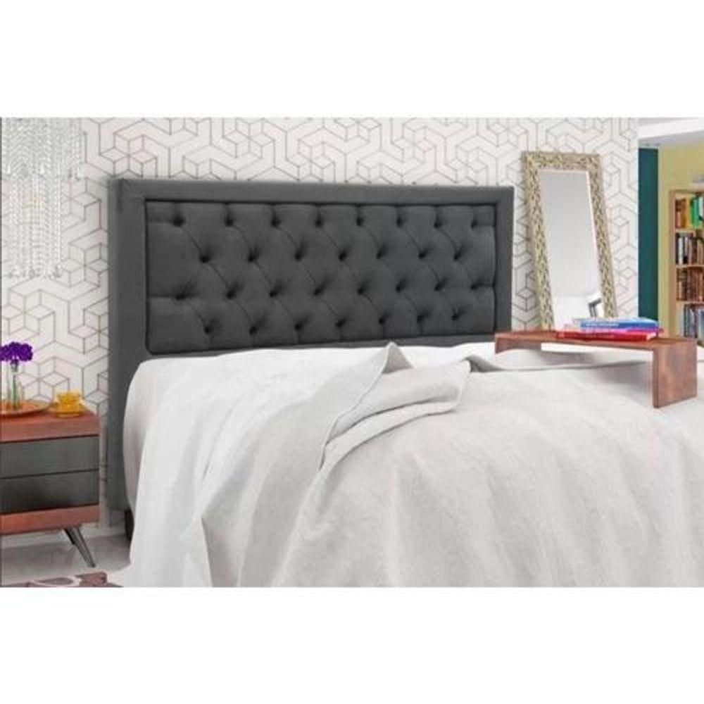 Cabeceira Estofada King Baronesa Cinza