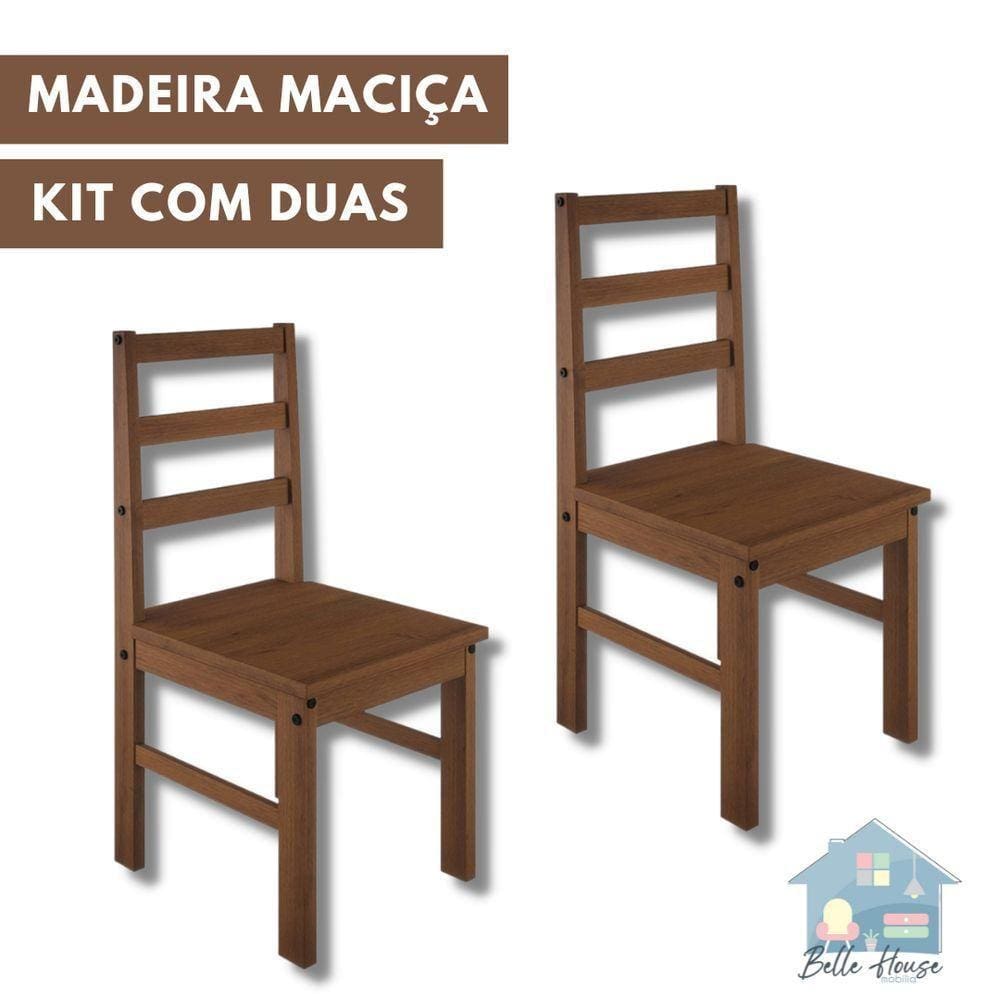 Kit 2 Cadeiras Madeira Maciça Sofia Nogal