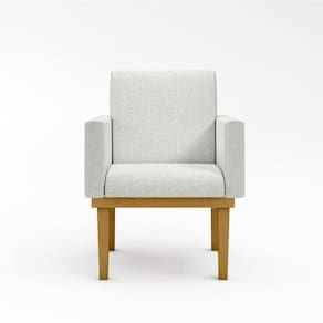 Cadeira Poltrona Decorativa Base Reforçada Linho Bege