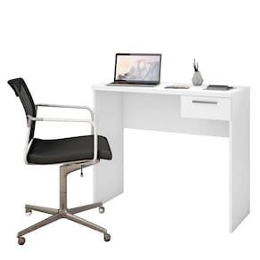 Mesa Para Escritório Office 90Cm Com 1 Gaveta Branca