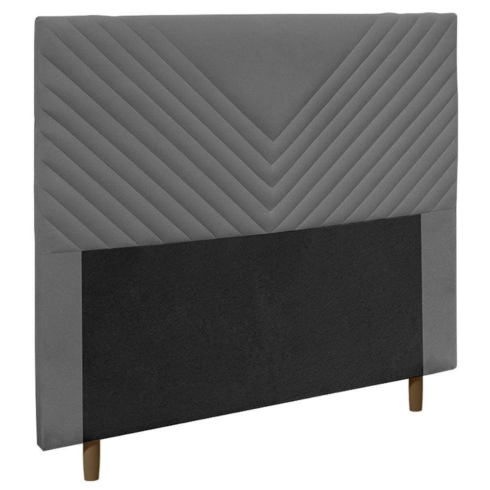 Cabeceira Cama Box Solteiro Viena 90Cm Suede Cinza - Abmaza