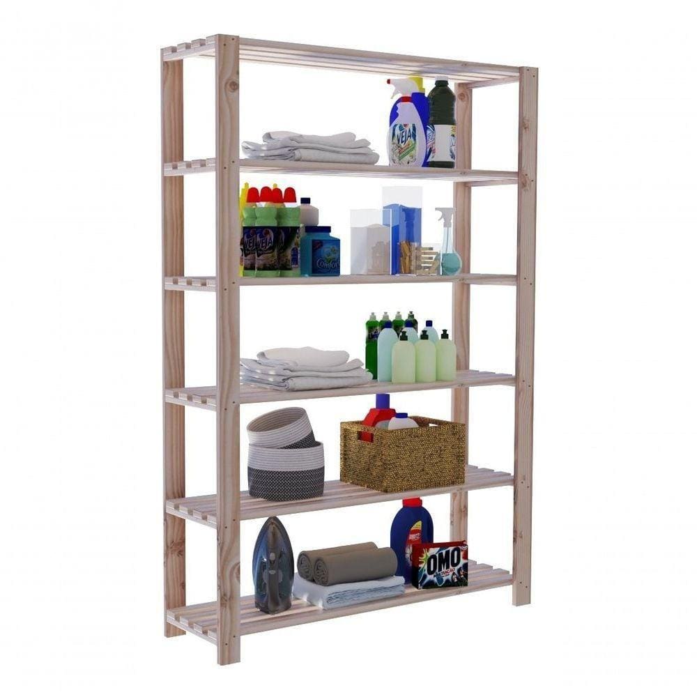 Armário Pinus Madeira Nichos Lavanderia