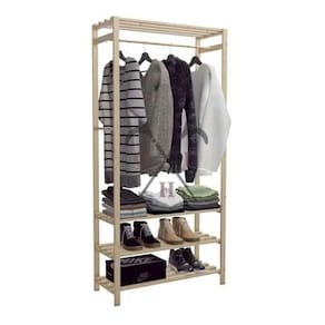 Cabideiro Organizador Para Sapatos E Roupas Cor Natural