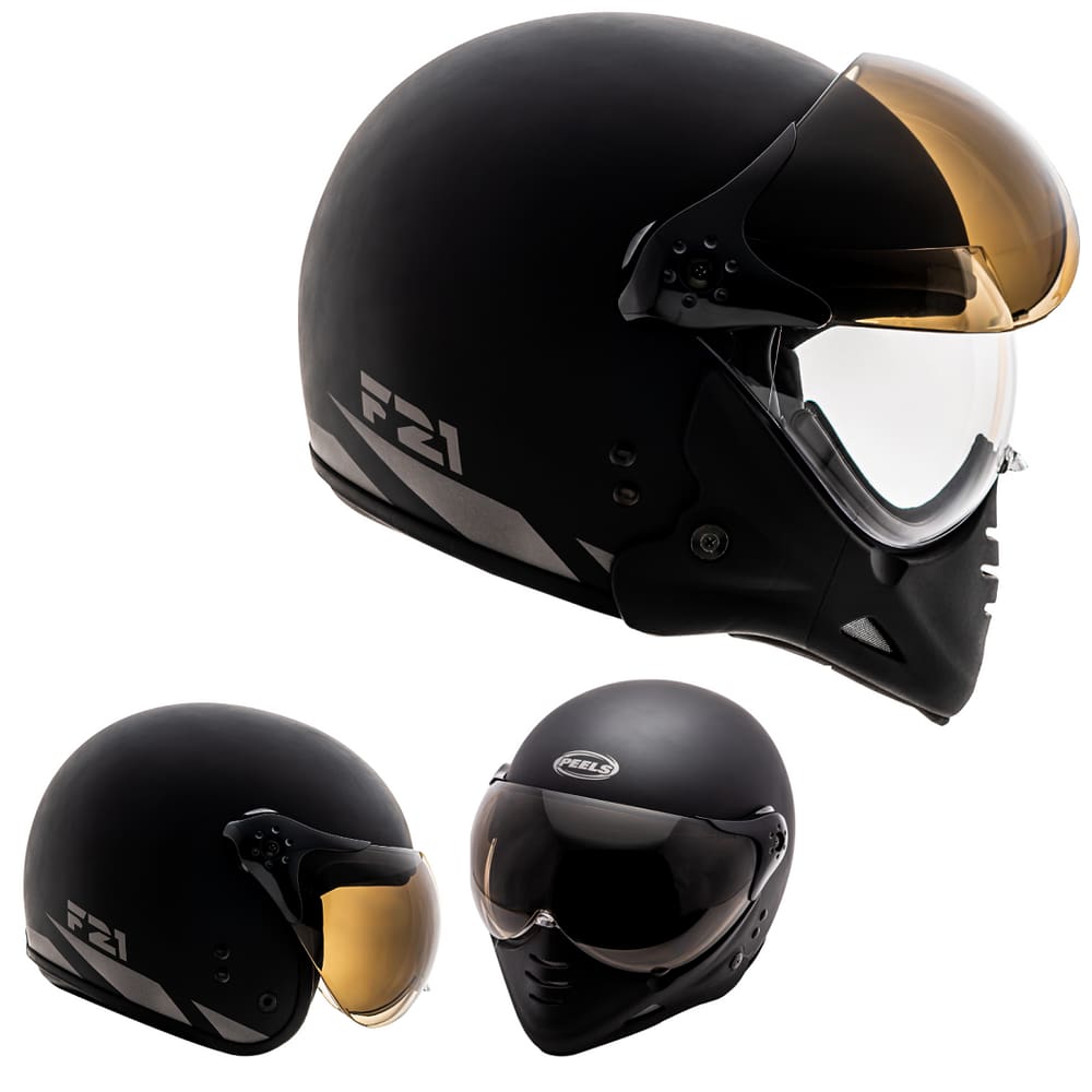 Capacete Peels F21 Classic Preto Fosco Aberto Com Queixeira